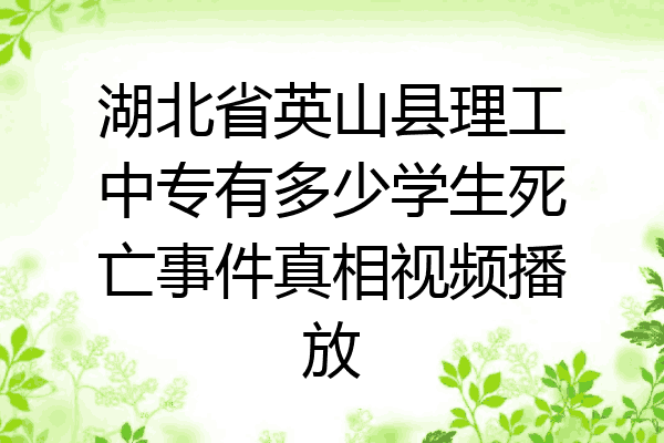 湖北省英山县理工中专有多少学生死亡事件真相视频播放