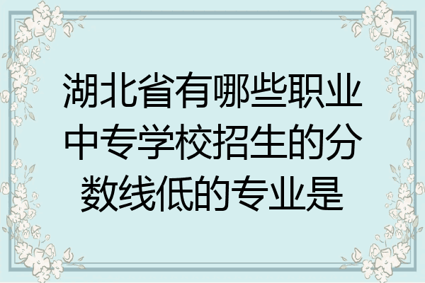 湖北省有哪些职业中专学校招生的分数线低的专业是