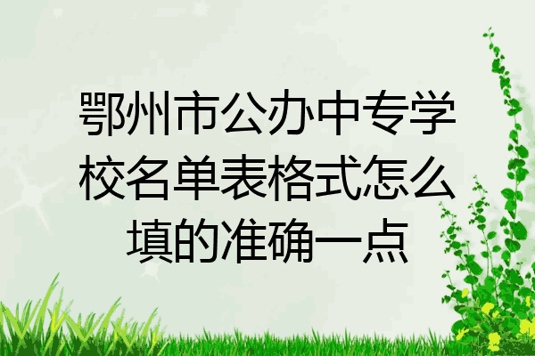 鄂州市公办中专学校名单表格式怎么填的准确一点
