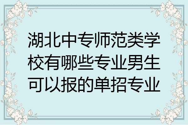 湖北中专师范类学校有哪些专业男生可以报的单招专业