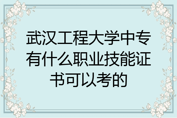 武汉工程大学中专有什么职业技能证书可以考的