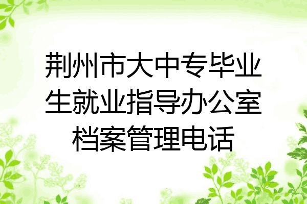 荆州市大中专毕业生就业指导办公室档案管理电话