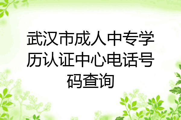 武汉市成人中专学历认证中心电话号码查询