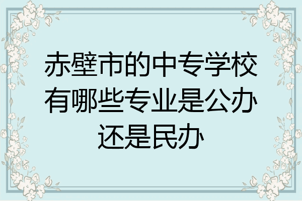赤壁市的中专学校有哪些专业是公办还是民办