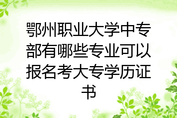 鄂州职业大学中专部有哪些专业可以报名考大专学历证书