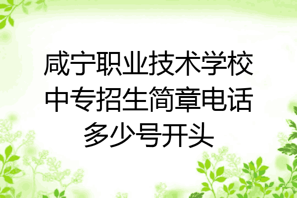咸宁职业技术学校中专招生简章电话多少号开头