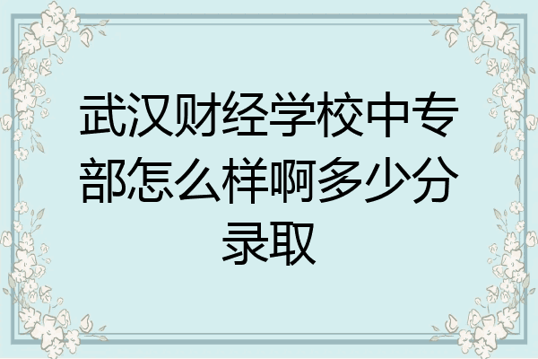 武汉财经学校中专部怎么样啊多少分录取