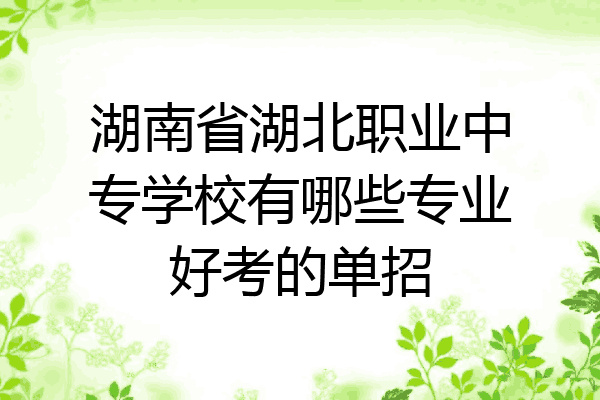 湖南省湖北职业中专学校有哪些专业好考的单招