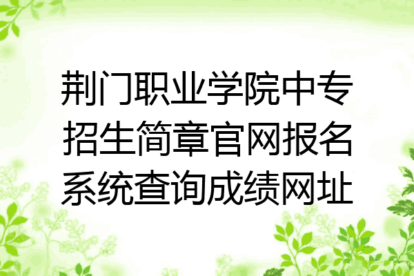 荆门职业学院中专招生简章官网报名系统查询成绩网址