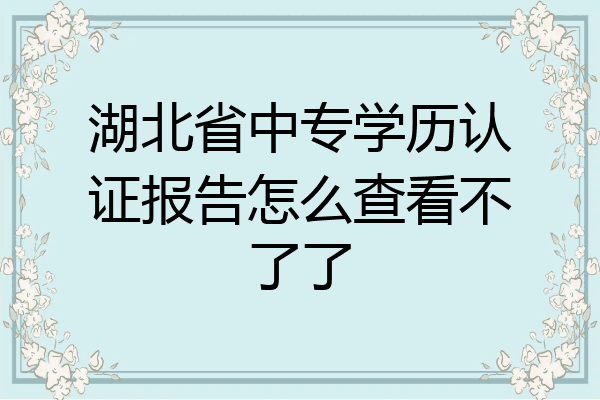 湖北省中专学历认证报告怎么查看不了了