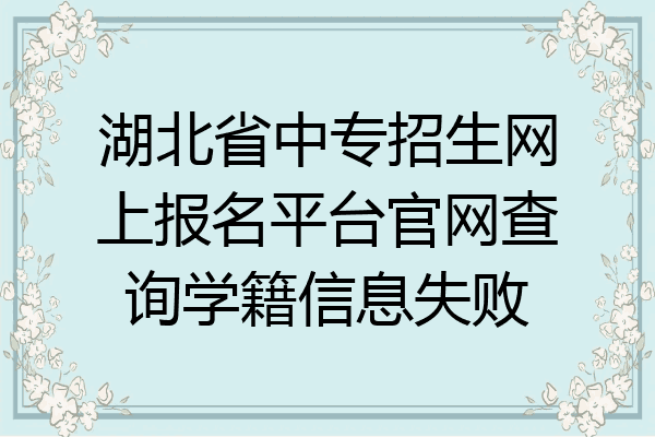 湖北省中专招生网上报名平台官网查询学籍信息失败