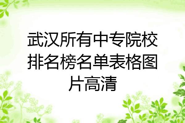 武汉所有中专院校排名榜名单表格图片高清