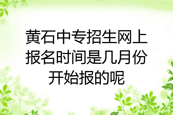 黄石中专招生网上报名时间是几月份开始报的呢