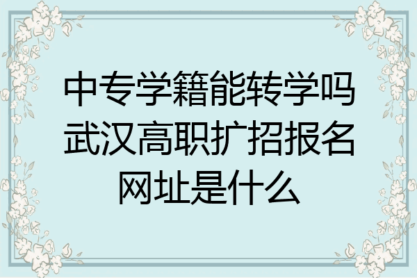 中专学籍能转学吗武汉高职扩招报名网址是什么