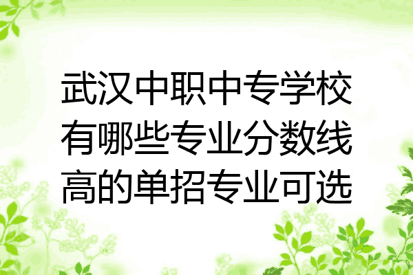 武汉中职中专学校有哪些专业分数线高的单招专业可选