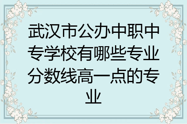 武汉市公办中职中专学校有哪些专业分数线高一点的专业