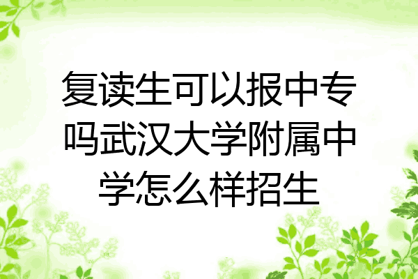 复读生可以报中专吗武汉大学附属中学怎么样招生