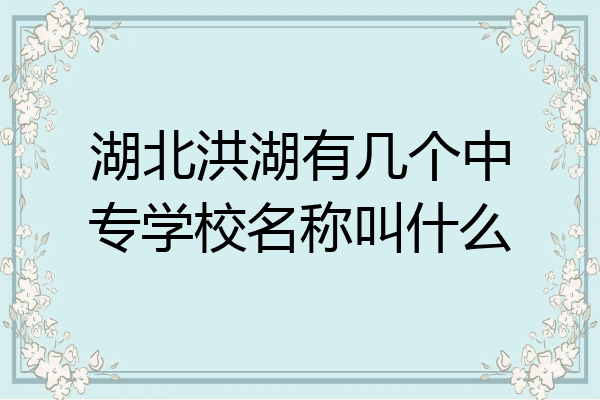 湖北洪湖有几个中专学校名称叫什么