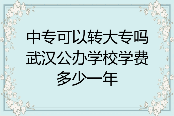 中专可以转大专吗武汉公办学校学费多少一年