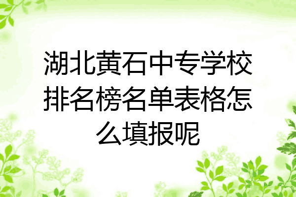 湖北黄石中专学校排名榜名单表格怎么填报呢