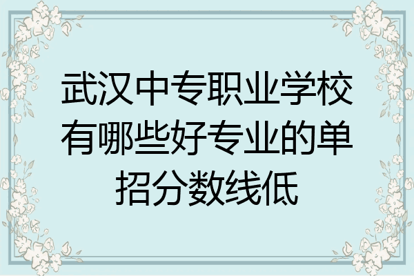 武汉中专职业学校有哪些好专业的单招分数线低