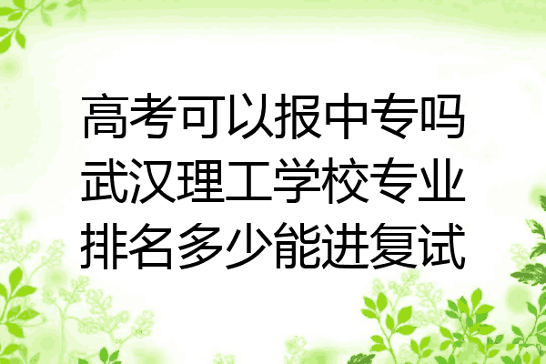高考可以报中专吗武汉理工学校专业排名多少能进复试