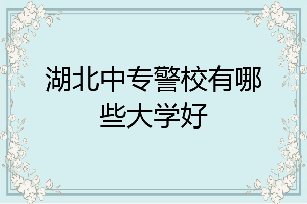 湖北中专警校有哪些大学好