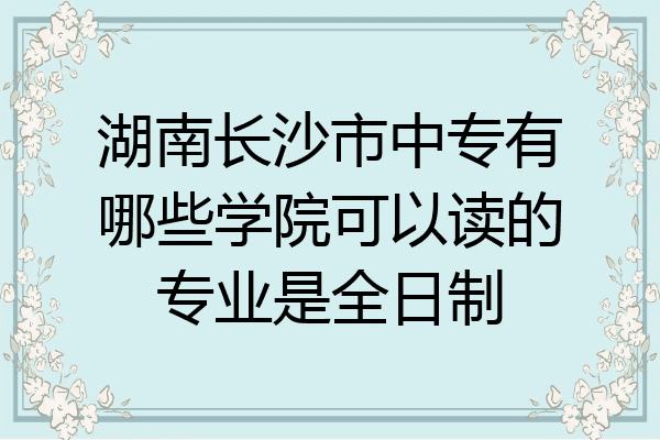 湖南长沙市中专有哪些学院可以读的专业是全日制