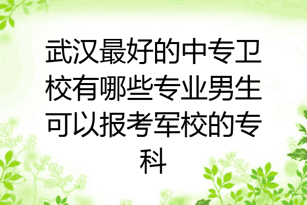 武汉最好的中专卫校有哪些专业男生可以报考军校的专科