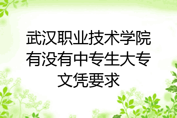 武汉职业技术学院有没有中专生大专文凭要求