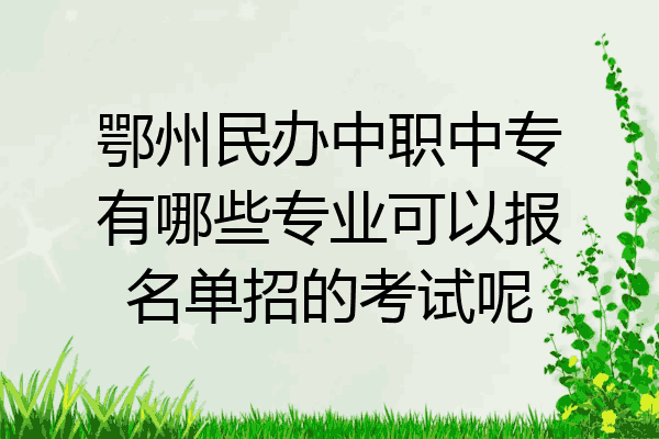 鄂州民办中职中专有哪些专业可以报名单招的考试呢