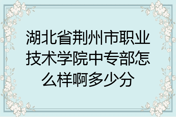 湖北省荆州市职业技术学院中专部怎么样啊多少分