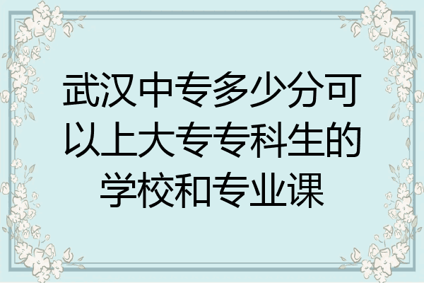 武汉中专多少分可以上大专专科生的学校和专业课