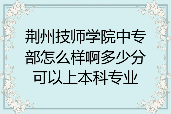 荆州技师学院中专部怎么样啊多少分可以上本科专业