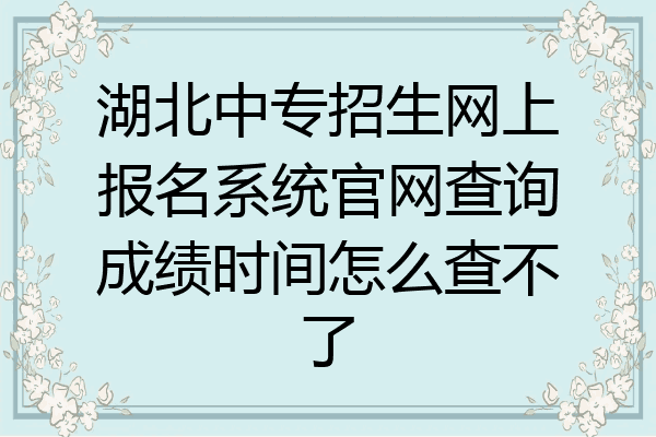 湖北中专招生网上报名系统官网查询成绩时间怎么查不了