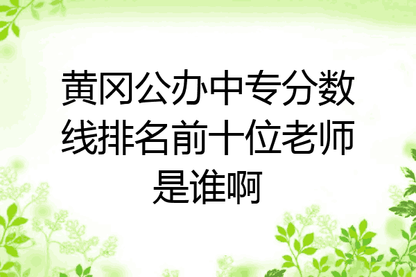 黄冈公办中专分数线排名前十位老师是谁啊