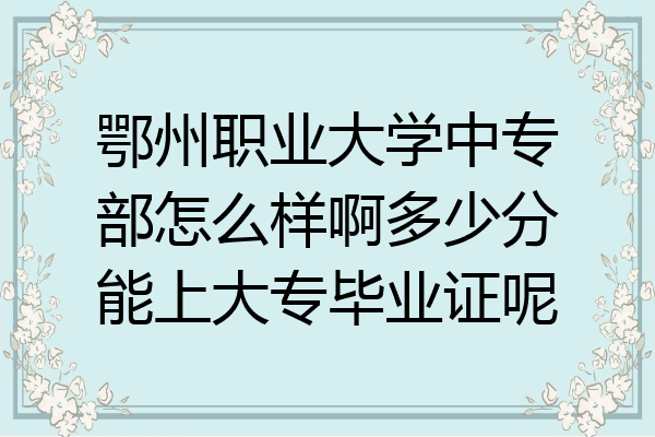 鄂州职业大学中专部怎么样啊多少分能上大专毕业证呢