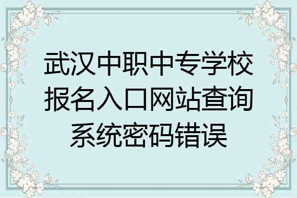 武汉中职中专学校报名入口网站查询系统密码错误