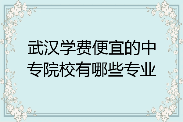 武汉学费便宜的中专院校有哪些专业