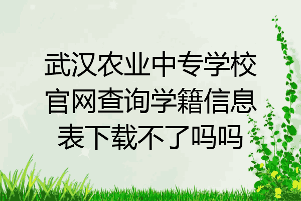 武汉农业中专学校官网查询学籍信息表下载不了吗吗