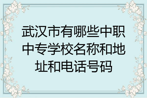 武汉市有哪些中职中专学校名称和地址和电话号码