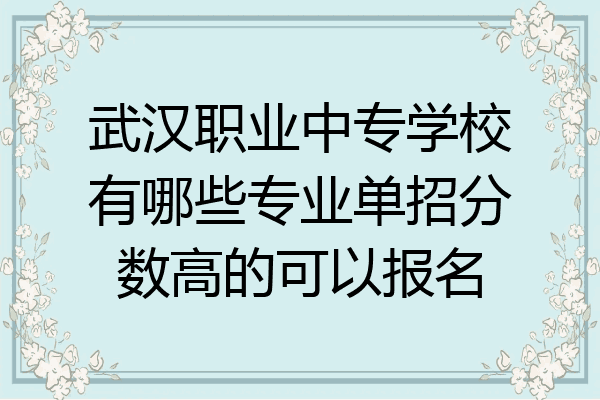 武汉职业中专学校有哪些专业单招分数高的可以报名