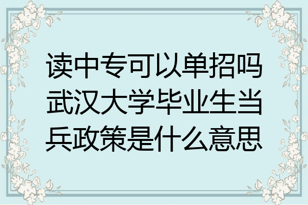 读中专可以单招吗武汉大学毕业生当兵政策是什么意思