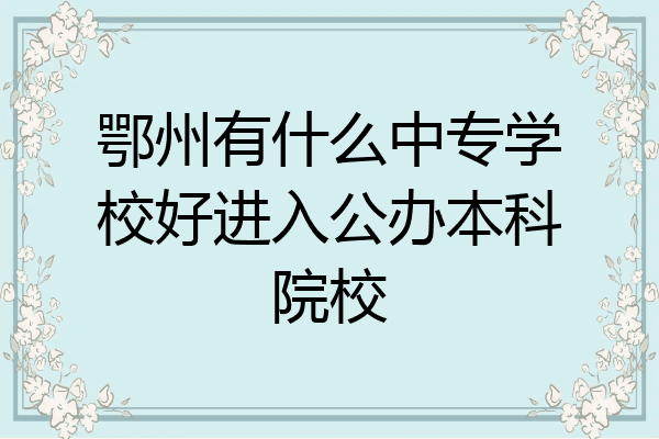 鄂州有什么中专学校好进入公办本科院校