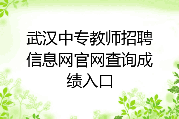 武汉中专教师招聘信息网官网查询成绩入口