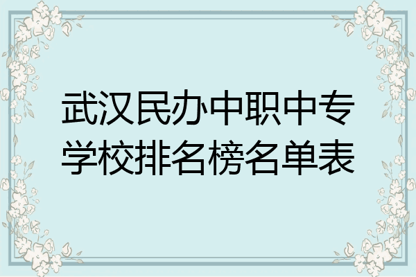 武汉民办中职中专学校排名榜名单表