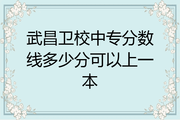 武昌卫校中专分数线多少分可以上一本