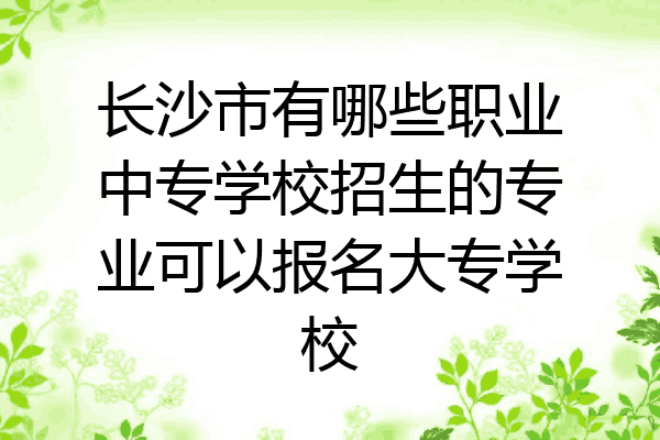 长沙市有哪些职业中专学校招生的专业可以报名大专学校