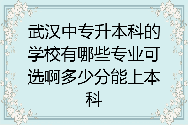 武汉中专升本科的学校有哪些专业可选啊多少分能上本科