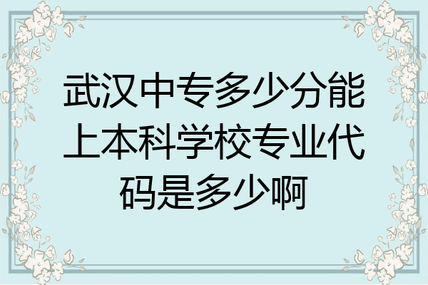 武汉中专多少分能上本科学校专业代码是多少啊